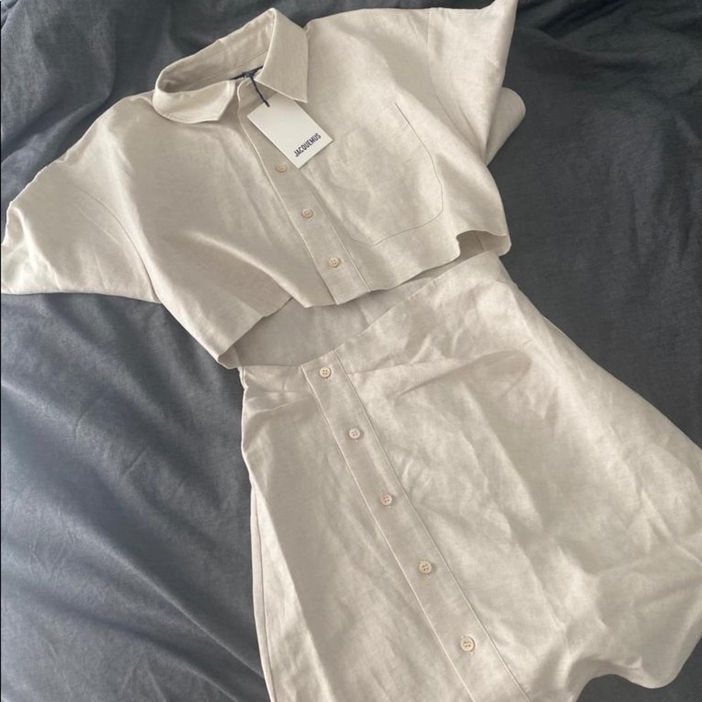 JACQUEMUS La Robe Arles Cutout Cotton & Linen Minidress Size 36 New w/ tags 🏷